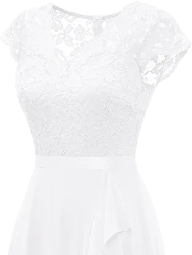 Vista 7 de Daisyaner Vestido largo formal de encaje floral para mujer, con cuello en V, vestido elegante para fiesta de noche, vestido de graduación