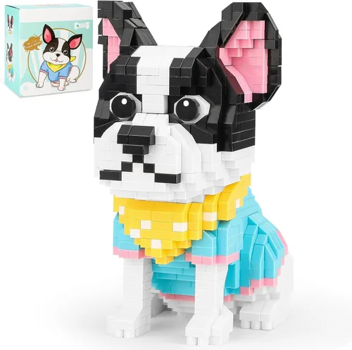 Vista 14 de Lindo kit de bloques de construcción micro mini de animales, ladrillos mini azules de gato para juguetes de construcción para adultos, niños