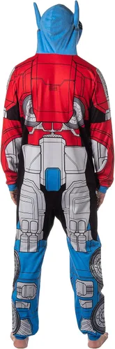Vista 7 de INTIMO Transformers - Traje de pijama retro de una pieza para hombre, diseño de Bumblebee Optimus Prime