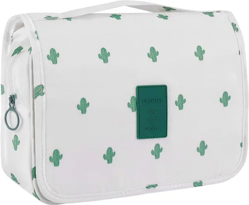 Vista 9 de Trawila Neceser colgante de viaje, bolsa de cosméticos, organizador de maquillaje para hombres y mujeres con gancho resistente, Beige, Moda