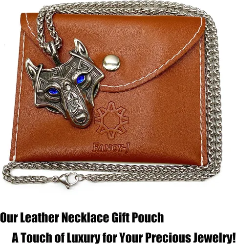 Vista 6 de Collar de talismán de lobo vikingo Fenrir cadena de acero inoxidable para hombre, joyería vintage para hombre, colgante de amuleto vikingo pagano