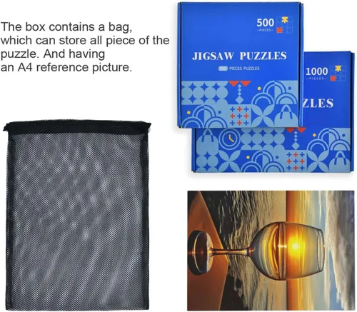 Vista 7 de Sunset View Glass Jigsaw Puzzles 500 Pieces for Adults with Mesh Storage Bag 2012109