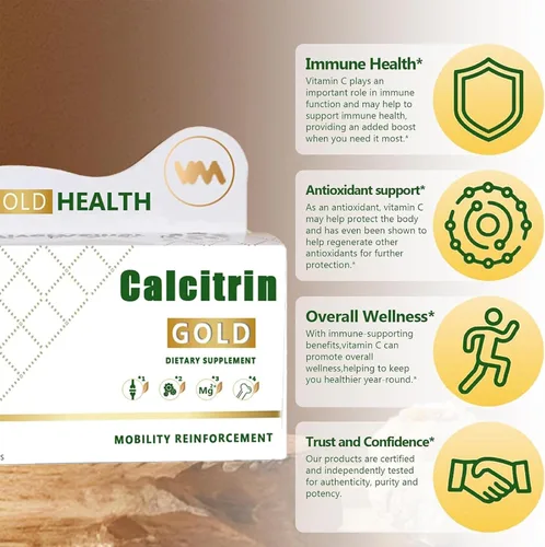 Vista 4 de Calcitrin Gold Suplemento dietético – Apoyo de movilidad y fuerza ósea, suplemento de fuerza articular, adecuado para hombres, ancianos y mujeres