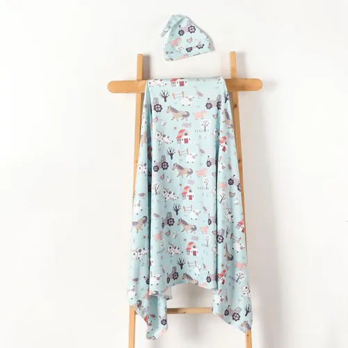 Vista 2 de Manta de recepción para recién nacido, manta para bebé, tamaño grande, suave, para bebés, niñas y niños, 43 x 53 pulgadas, Azul, 0 a 6 meses