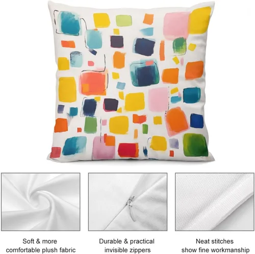 Vista 6 de Almohadas grandes para cama, fundas de almohada abstractas coloridas con patrón de rayas verticales, fundas de almohada cuadradas suaves, fundas