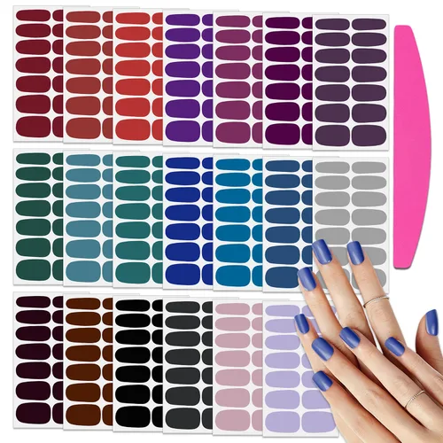 Vista 8 de 20 hojas de calcomanías de esmalte de uñas de Navidad, envolturas completas para mujeres, tiras de gel autoadhesivas de manicura con lima de uñas