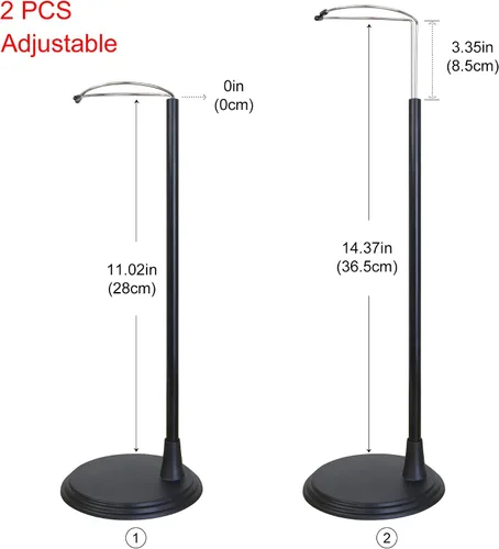 Vista 6 de ZITA ELEMENT Base de soporte de muñeca ajustable de 2 piezas para accesorios de muñeca de 14 pulgadas -18 pulgadas - negro