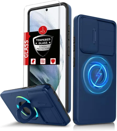 Vista 14 de Funda para Samsung Galaxy S21 FE con 2 protectores de pantalla de vidrio templado, funda con función atril para Samsung Galaxy S21FE con cubierta