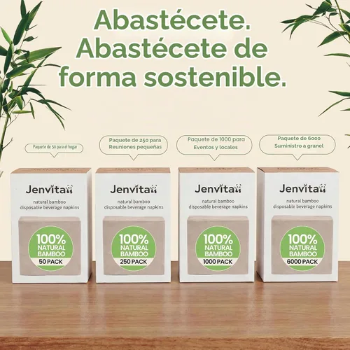 Vista 8 de Jenvita Servilletas de cóctel 100% bambú, 2 capas, paquete de 50, 4.5 x 4.5