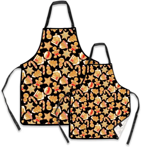 Vista 8 de Remimi Juego de 2 delantales de Navidad, impermeables, delantales de chef de cocina a juego para padres e hijos