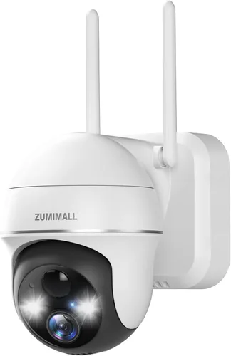 Vista 13 de Cámaras de seguridad ZUMIMALL inalámbricas para exteriores - 2 paquetes, cámara inalámbrica para exteriores con vista de 360°, alimentación solar