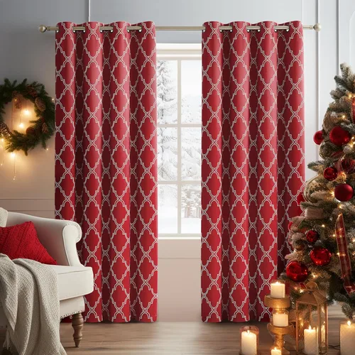 Vista 14 de Melodieux Cortinas 100% opacas de 96 pulgadas de largo para sala de estar, dormitorio estilo marroquí, aislamiento térmico, ahorro de energía