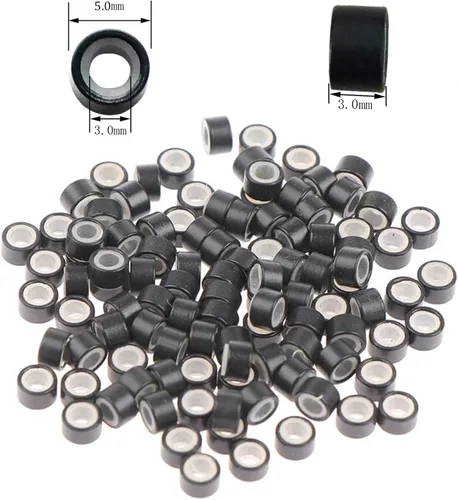 Vista 2 de 500 anillos de silicona con microeslabones de 0.197 in para extensiones de cabello, herramientas de microenlaces de aluminio para extensiones