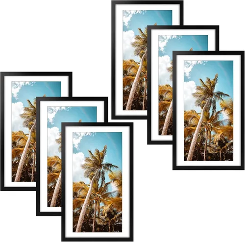 Vista 98 de Frametory, Marco de fotos de 11 x 14 pulgadas con paspartú para fotos de 8 x 10 pulgadas, moldeado ancho de vidrio de alta definición, accesorios