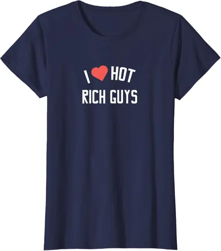 Vista 12 de RICH GUYS - Camiseta con texto en inglés "I LOVE HOT RICH GUYS