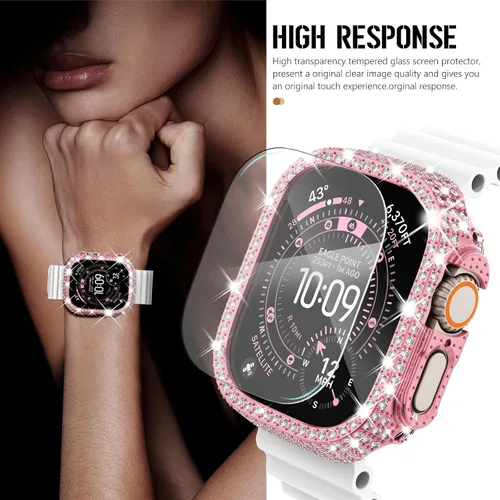 Vista 240 de Surace Bling - Carcasa con protector de pantalla para Apple Watch Series 3, 2, 1 de 1.496 pulgadas