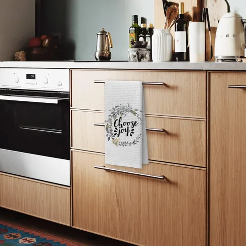 Vista 4 de Voatok Choose Joy Farmhouse - Toallas de cocina y baño con corona floral, toallas de mano y platos, regalos perfectos para adolescentes, mujeres