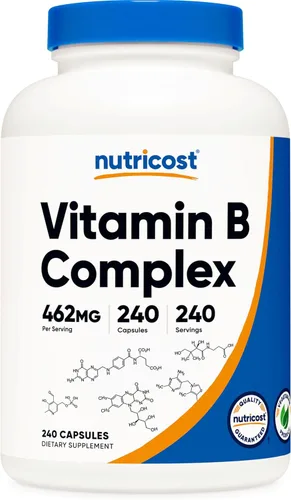 Vista 7 de Complejo de vitamina B de 0,015 oz, 240 cápsulas, con Vitamina C, complejo energético, 1 botella, 1