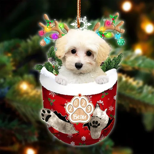 Vista 9 de NAZENTI Adorno Navideño de Bolsillo Personalizado de Affenpinscher en la Nieve, Adorno de Forma Acrílica de Perro, Adorno de Navidad 2023, Adorno