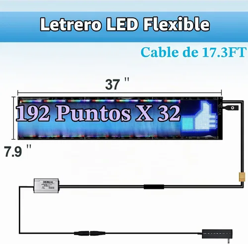 Vista 3 de Señal LED de desplazamiento de doble fila, panel de matriz LED flexible programable, control por aplicación Bluetooth, texto DIY, patrones