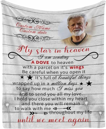 Vista 35 de Manta de memoria amorosa personalizada, no Longer be My Side but Forever in My Heart