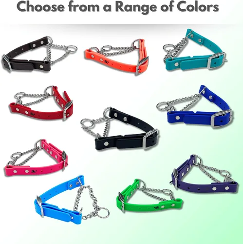 Vista 7 de Collar de Martingala para Perros, Biothane, Hardware de Acero Inoxidable, Sin Tirones, Fabricado en Estados Unidos, Grado Profesional, XXS, Negro