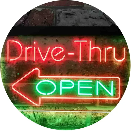 Vista 13 de ADVPRO Drive Thru Open Flecha Izquierda Señal de neón LED de doble color, azul y rojo, 24 x 16 pulgadas st6s64-i3827-br