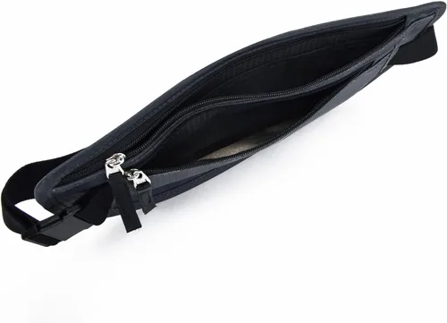 Vista 129 de DAITET Cinturón de dinero, soporte para pasaporte, cartera de viaje oculta segura con bloqueo RFID, riñonera encubierta (negro), Negro, Rfid