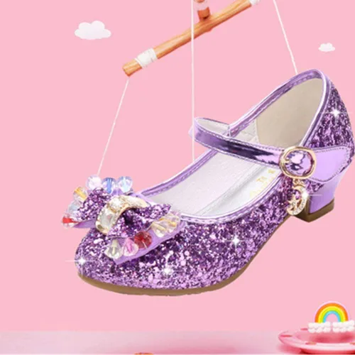 Vista 6 de BININBOX Zapatos de vestir brillantes de Mary Jane para niños y niñas, para bodas, fiestas, damas de honor, tacón alto, princesa con purpurina