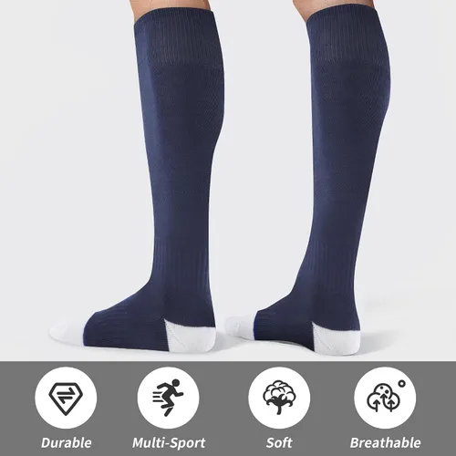 Vista 2 de GRAPMKTG 3 pares de calcetines de fútbol de fútbol para jóvenes, calcetines de béisbol y sóftbol para mujeres y hombres y niñas