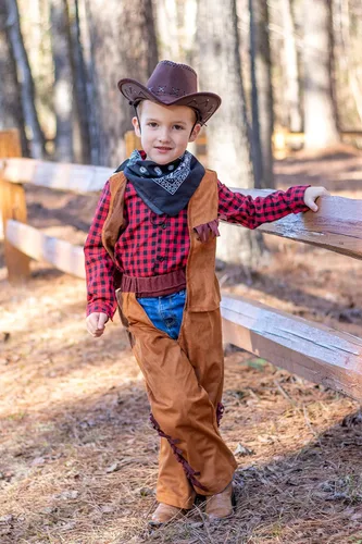 Vista 7 de ReliBeauty Disfraz de vaquero para niños disfraz de cosplay fiesta de cumpleaños Navidad Halloween regalo para niños 5 juegos color rojo