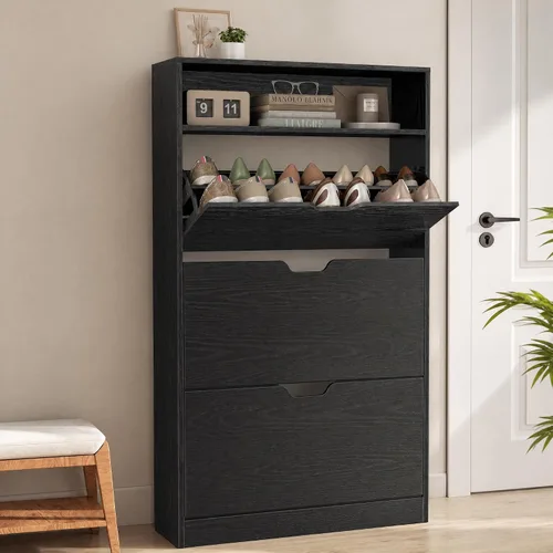 Vista 13 de VASAGLE Armario para zapatos con 2 cajones abatibles, capacidad para hasta Divisores ajustables y extraíbles, entrada, 31.5 x 9.4 x 40.2 pulgadas