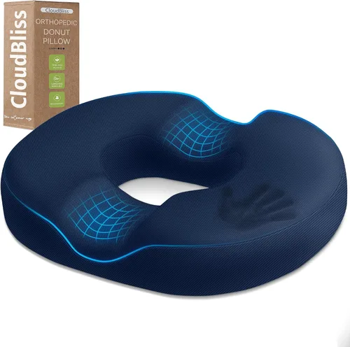 Vista 24 de Cojín de Asiento para Hemorroides en Forma de Dona Negro