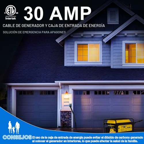 Vista 8 de Cable generador de 30 amperios y caja de entrada de alimentación, cables de generador de 15 pies de 30 amperios,Cable de alimentación de generador