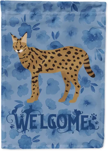 Vista 336 de Caroline's Treasures CK4813CHF - Bandera de bienvenida con gato abisinio azul, manga grande, para porche, para colgar en la pared, poliéster