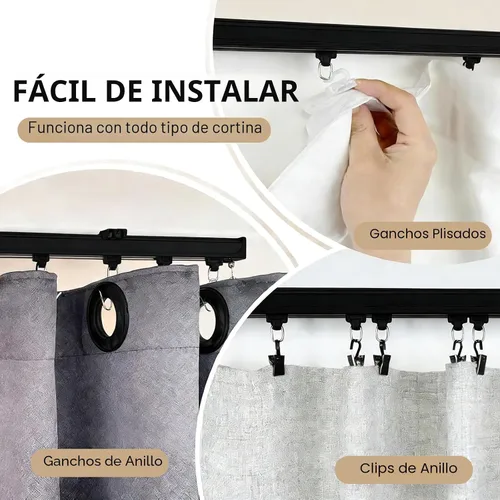 Vista 3 de MaKefeile Cortinas de montaje en techo con riel divisor de habitación, separador de partición de privacidad, barras de riel de cortina, juego