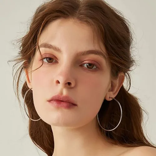 Vista 7 de Aretes de aro grandes de plata de ley de 0.079 pulgadas para mujer, aros de plata grandes hipoalergénicos, sin finos, finos y de gran