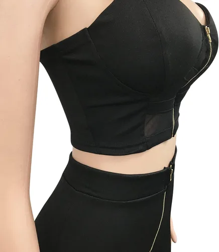 Vista 3 de Zoctuo - Overol sexy para mujer, sin mangas, con cuello halter, para fiesta, club, conjunto de 2 piezas, tiro alto, pantalones huecos