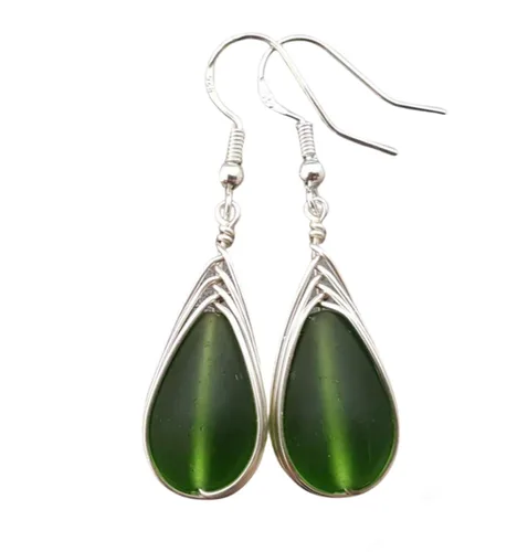Vista 52 de Yinahawaii Handmade Sea Glass Earrings, Hawaiian Jewelry, Wire Braided Earrings Teardrop Earrings, Beach Jewelry Sea Glass Jewelry For Women Cobalt
