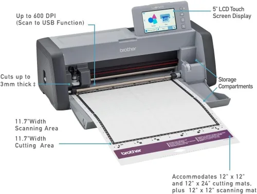 Vista 4 de Brother ScanNCut SDX125EGY Máquina de corte electrónica DIY con escáner Plus CADXDUFFLEG bolsa de lona