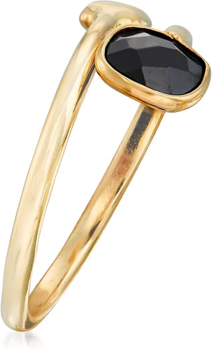 Vista 3 de Ross-Simons Italian Black Onyx Bypass Ring in 14kt Yellow Gold