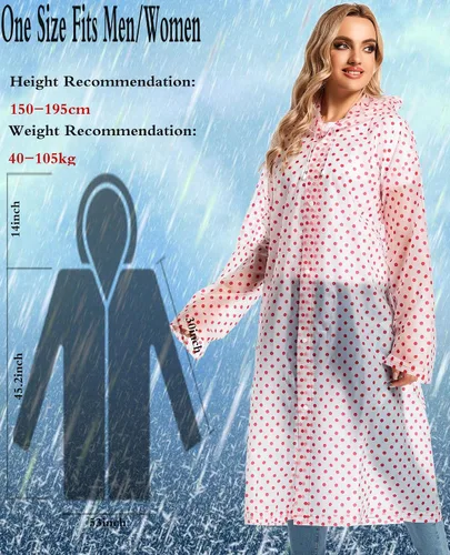 Vista 12 de 2 abrigos de lluvia de Borogo para adultos, chaquetas de lluvia reutilizables para hombres y mujeres