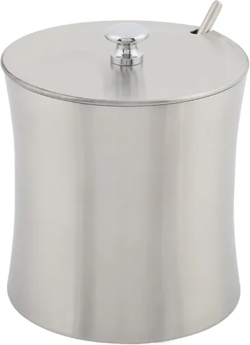 Vista 2 de Oumefar Azucarero de acero inoxidable, olla de sal para condimentos con tapa y cucharas de servir, recipiente de condimentos de cocina