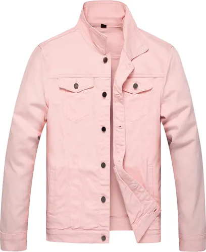 Vista 12 de LAMKUKU Chaqueta de mezclilla para hombre rasgada ajustada, abrigo de chaqueta vaquera para hombres