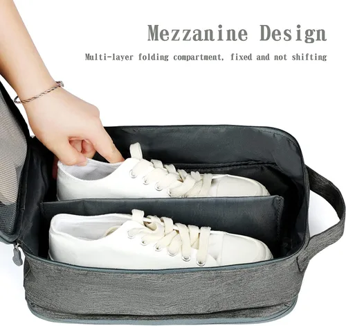 Vista 8 de Bolsas para viajes, paquete de 2, bolsa grande para zapatos con capacidad para 3 pares de zapatos para viajes, bolsa portátil para zapatos y bolsa