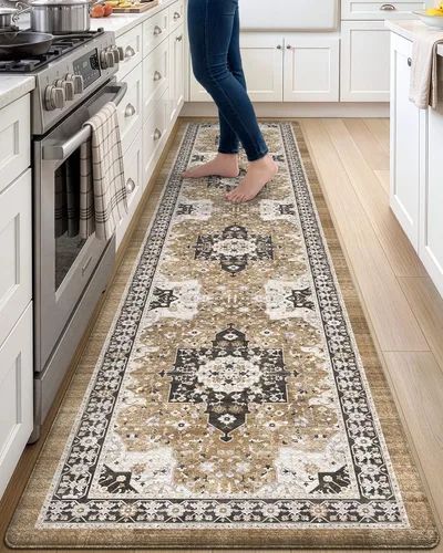 Vista 58 de DEXI Alfombrillas de cocina acolchadas antifatiga, 24 x 87 pulgadas, color Beige claro