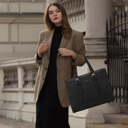 Vista 3 de LOVEVOOK Bolsa para Laptop para Mujeres de 15.6 pulgadas Bolsa Tote de Lona para Laptop, Bolsa de Trabajo de Gran Capacidad con Bolso de Mano, Bolsa