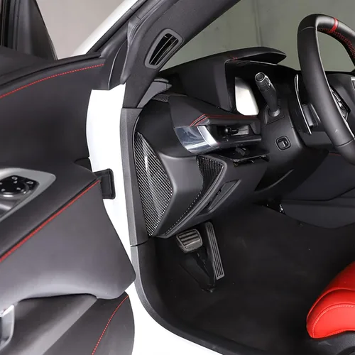 Vista 5 de Adhesivo de fibra de carbono suave para panel lateral de salpicadero, 4 unidades, compatibles con Corvette C8 Stingray 2020-2023, cojines Negro