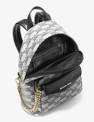 Vista 6 de Michael Kors Maisie XS 2IN1 Mochila Cartera Bolso Jacquard Cuero Negro