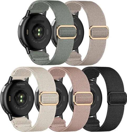 Vista 11 de Paquete de 5 correas elásticas de nailon de 0.866 pulgadas compatibles con Garmin Venu 3/2, Forerunner 265/255/Vivoactive 4, correa de repuesto